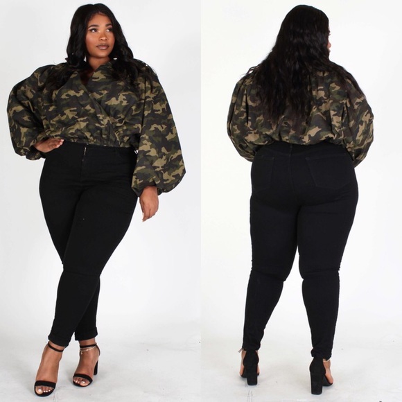 Camo Print Bubble Top - Picture 1 of 5